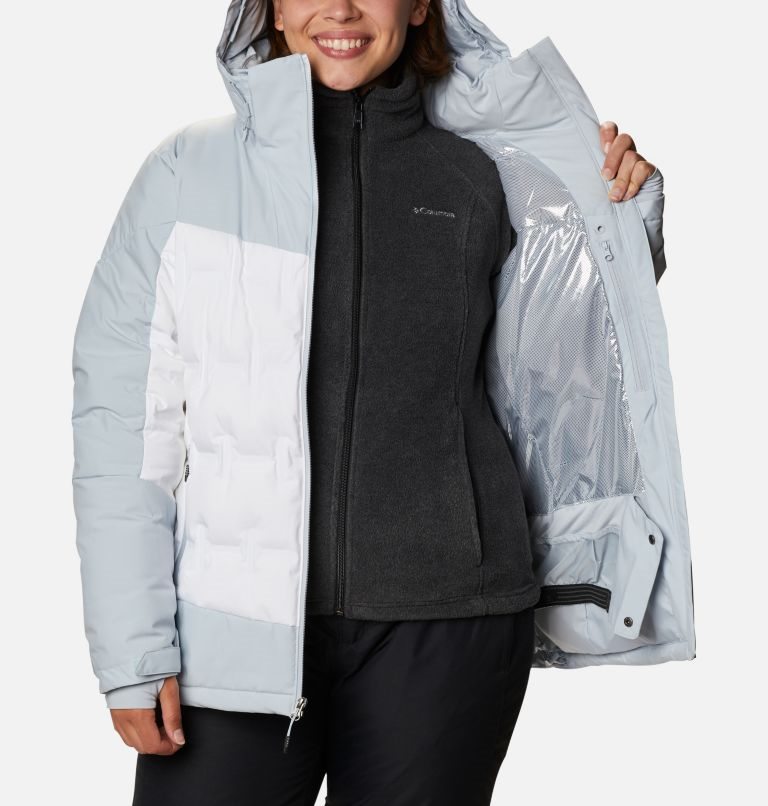 Women's Columbia Wild Card Down Jackets Grey / White | Plus Size CA-QL041